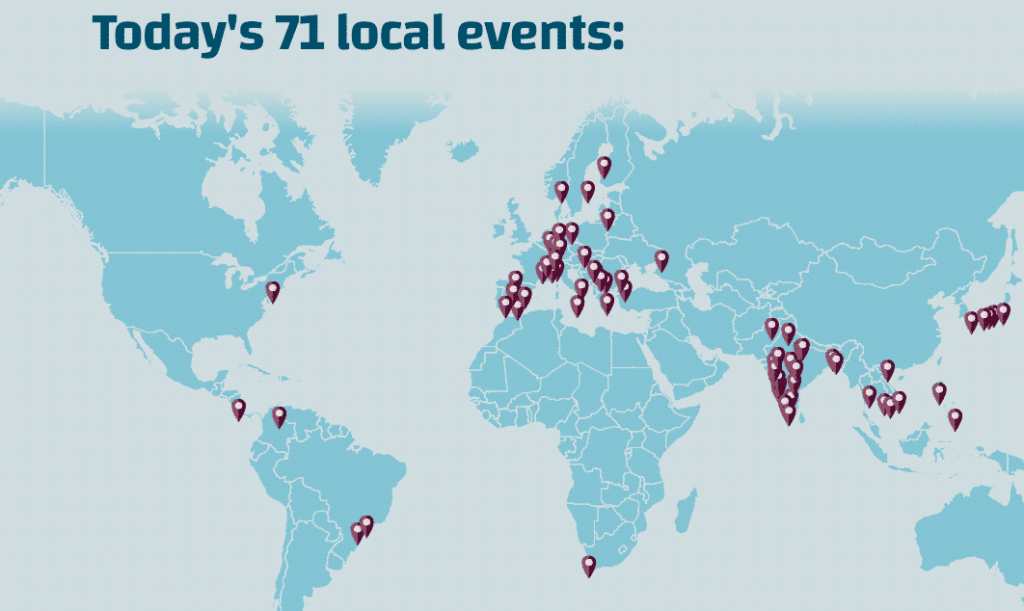 Carte des meetups WordPress Translation Day