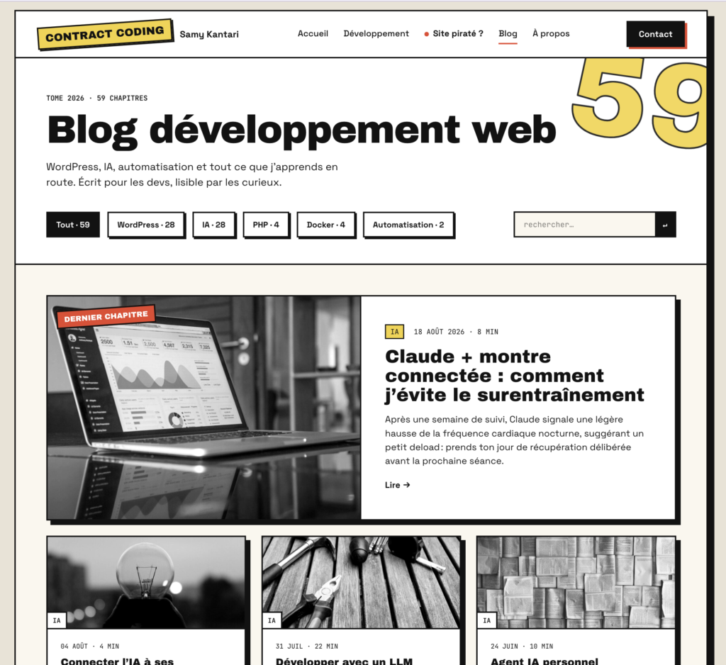 Nouveau thème pour le blog : une refonte WordPress plus légère, et surtout plus moi